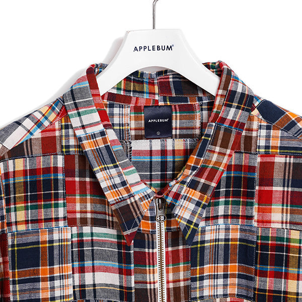 Madras Patchwork Zip Up Shirt Jacket