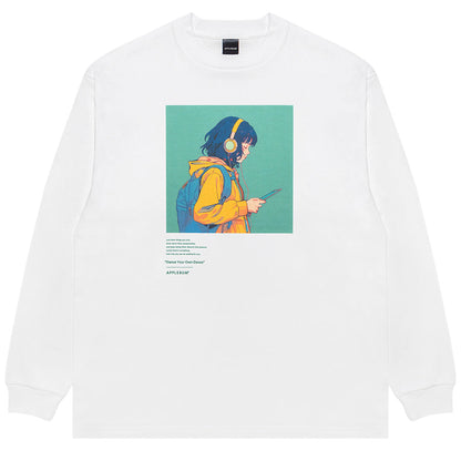 APPLEBUM ( アップルバム ) HEADPHONE GIRL L/S T-SHIRT 長袖 Tシャツ ロンT