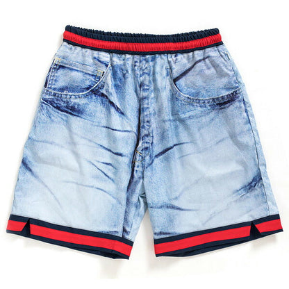 Denim Ice Wash Basketball Shorts