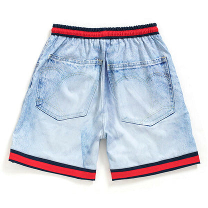 Denim Ice Wash Basketball Shorts