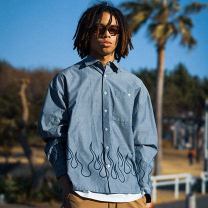 HAIGHT ( ヘイト ) Flames Oxford Shirt