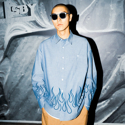 HAIGHT ( ヘイト ) Flames Oxford Shirt