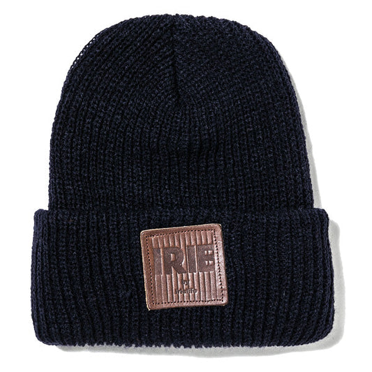 Leather Patch Knit Cap