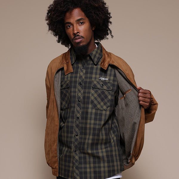 Faux Suede Harrington Jacket