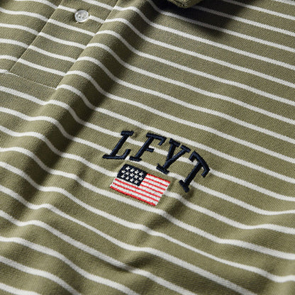 LFYT Old Glory Arch Logo Striped Polo Shirt