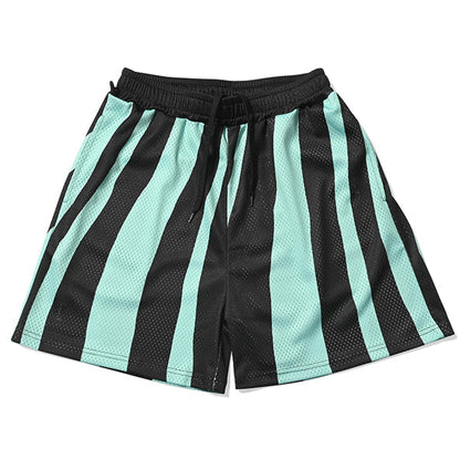 Distorted Stripe Mesh Shorts