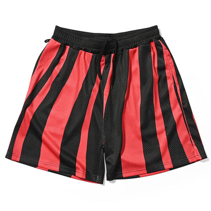 Distorted Stripe Mesh Shorts