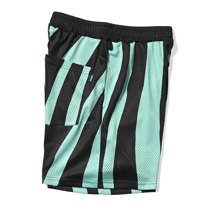 Distorted Stripe Mesh Shorts