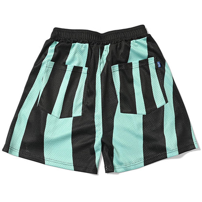 Distorted Stripe Mesh Shorts