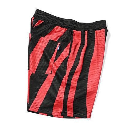 Distorted Stripe Mesh Shorts