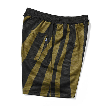 Distorted Stripe Mesh Shorts